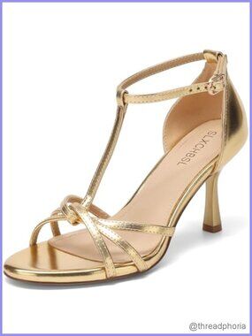 Women's Kitten Heel T-Strap Sandals Round Open Toe 3 Inch
